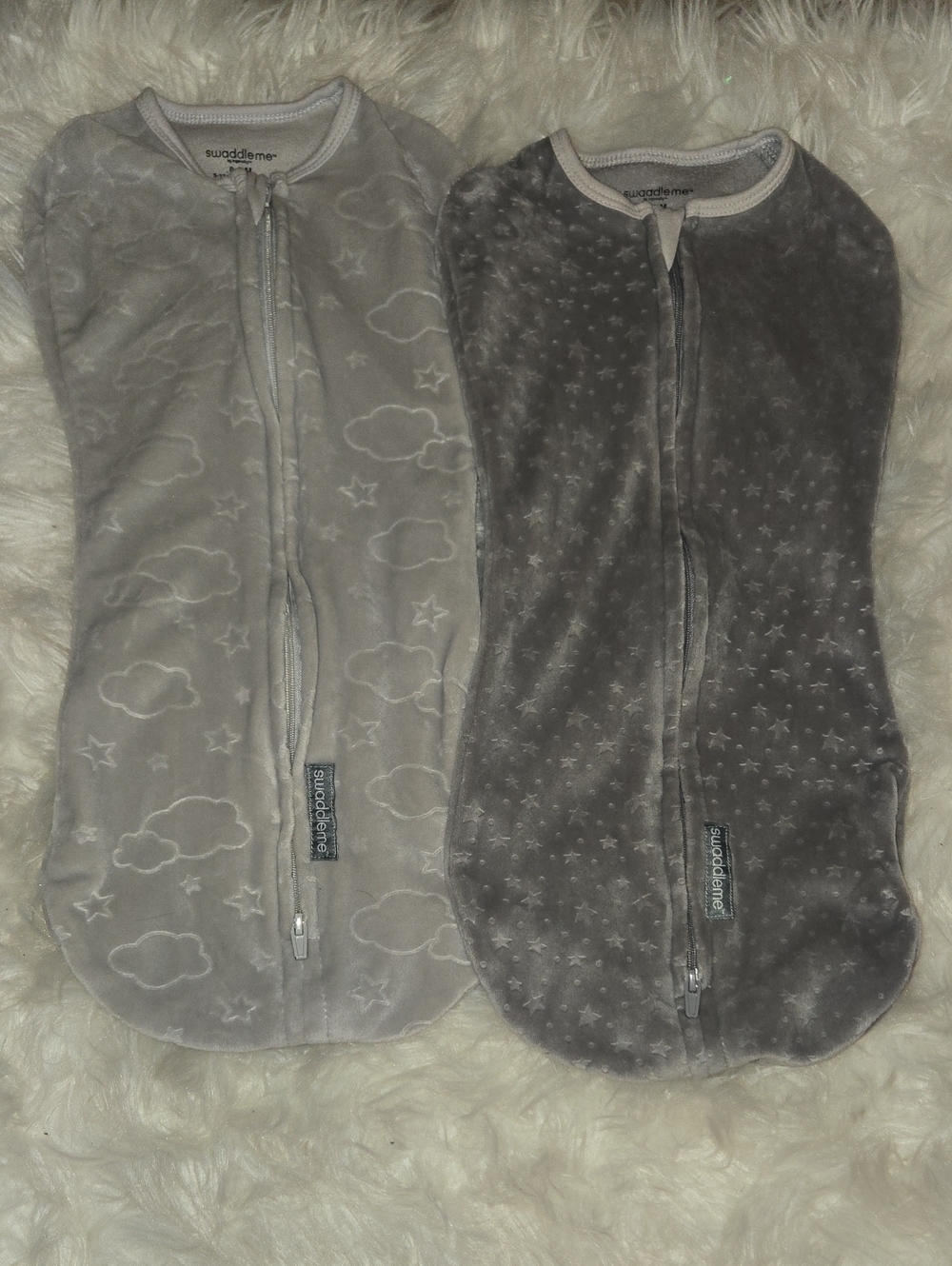 Newborn SwaddleMe Gray & Dark Gray Baby Zip-Up Swaddle Sacks
